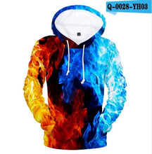 Load image into Gallery viewer, Aikooki Yellow And Blue 3D Fire Hoodies Men Sweatshirts Women Hoodies 3D Fire Print Fashion Winter Handsome Hooded Male 3D Hoody