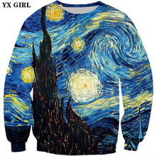 Load image into Gallery viewer, YX GIRL Drop shipping 2018 New Fashion Sweatshirt Starry Night By Vincent Van Gogh 3D Print Men's Women's Casual Pullovers WZ-22